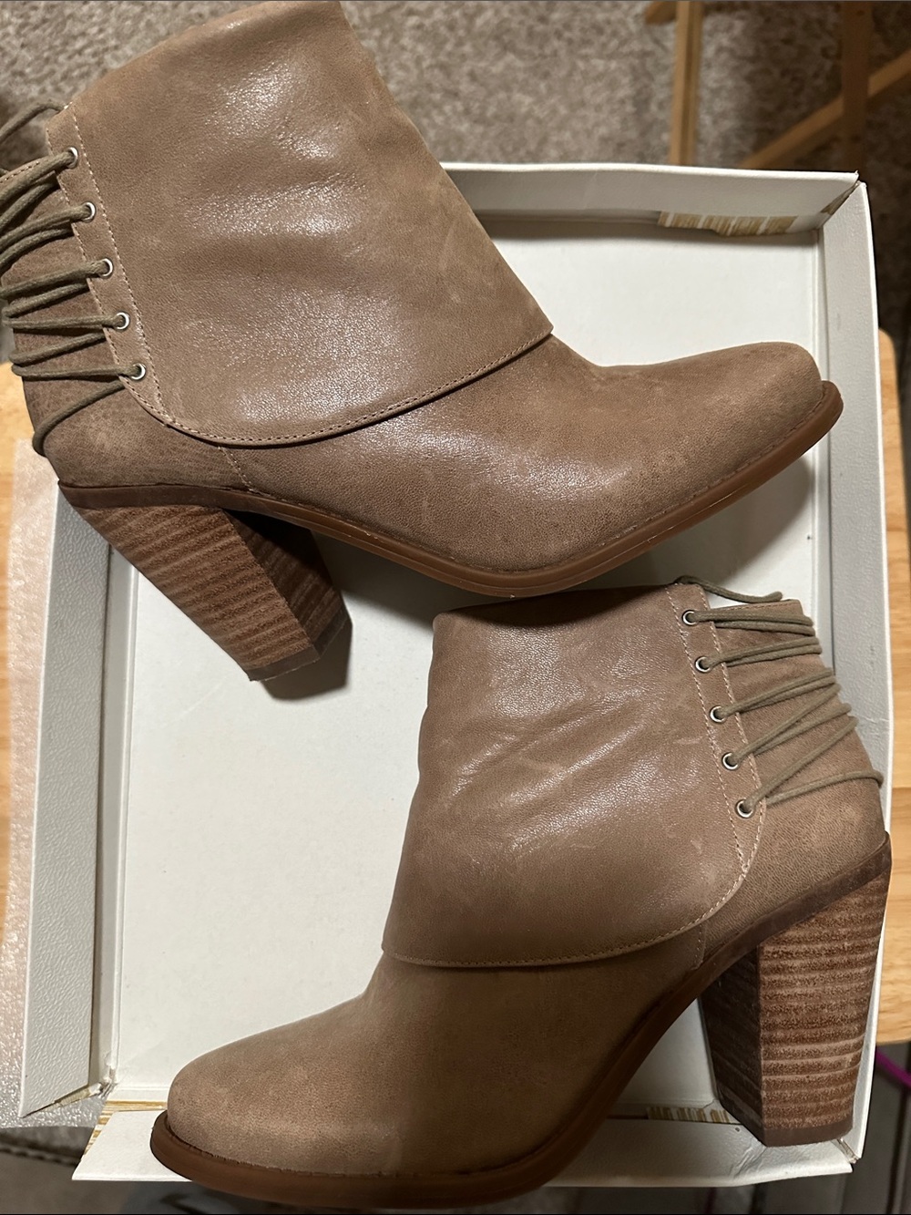 Jessica Simpson Taupe Block Heel Ankle Booties